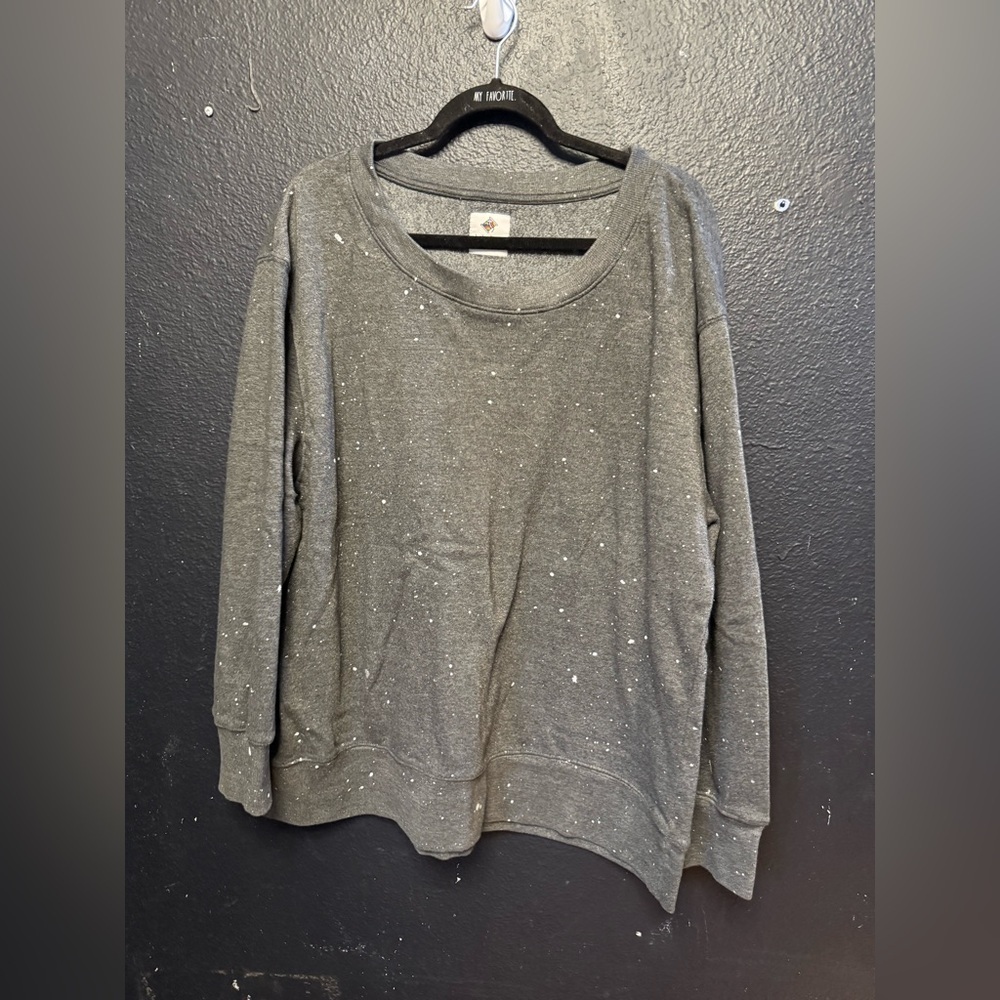 Women’s Like Love Gray With White Speckled Sweatshirt Size 2XL